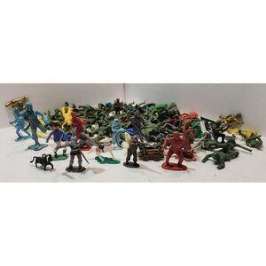Vtg Lot of Plastic Army Men Figures - Revolutionary War, Mini, Green, Yellow...